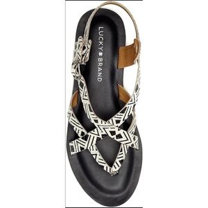 Lucky Brand Adonis Cris/ Cross Sandals B/W, 8.5